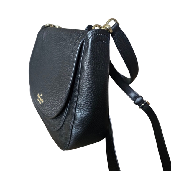 Kate Spade New York Kailee Black Leather Medium Shoulder Crossbody Handbag Purse - Picture 7 of 11